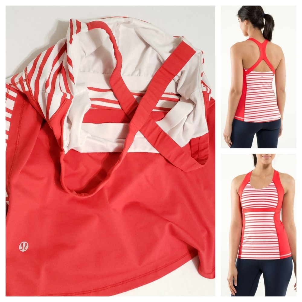 Lululemon Run Fast Track Tank Twin Stripe Love Red